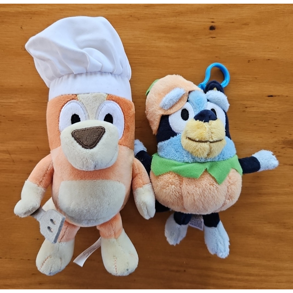PUMPKIN BLUEY CHEF plush stuffed Thanksgiving Fall Halloween Backpack Clip LOT